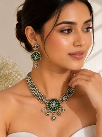 Emerald Kundan Choker Necklace Set | Abdesigns Jewellery