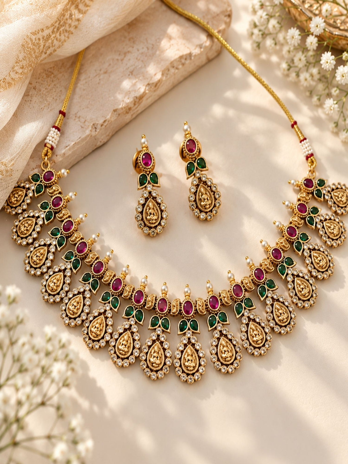 Temple Lakshmi Coin Choker Set Antique Gold | Abdesigns Jewellery