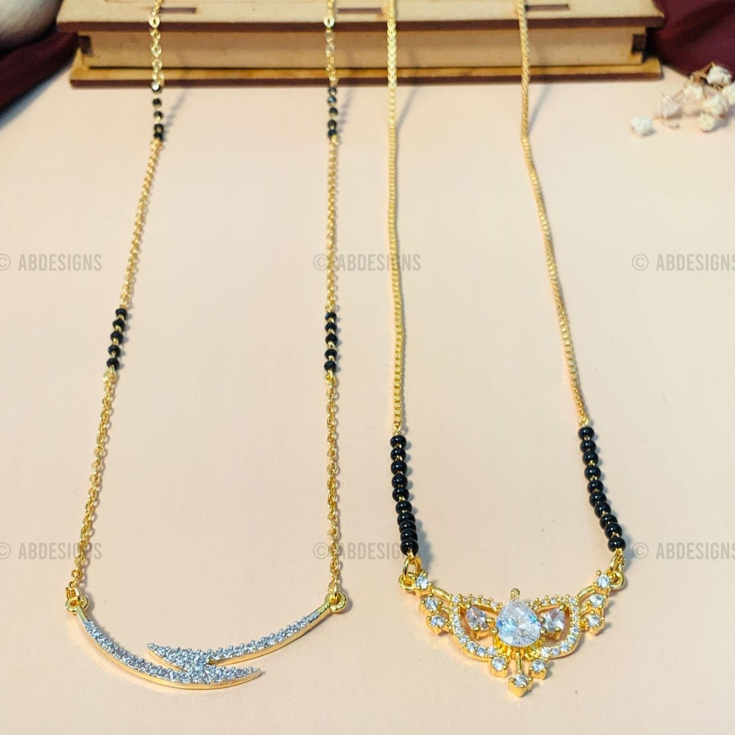 Sparkling Gold Plated American Diamond Mangalsutra Combo