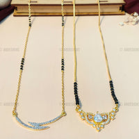 Thumbnail for Sparkling Gold Plated American Diamond Mangalsutra Combo