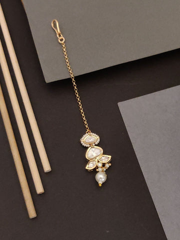 Abdesigns Gold Plated Kundan Maangtikka