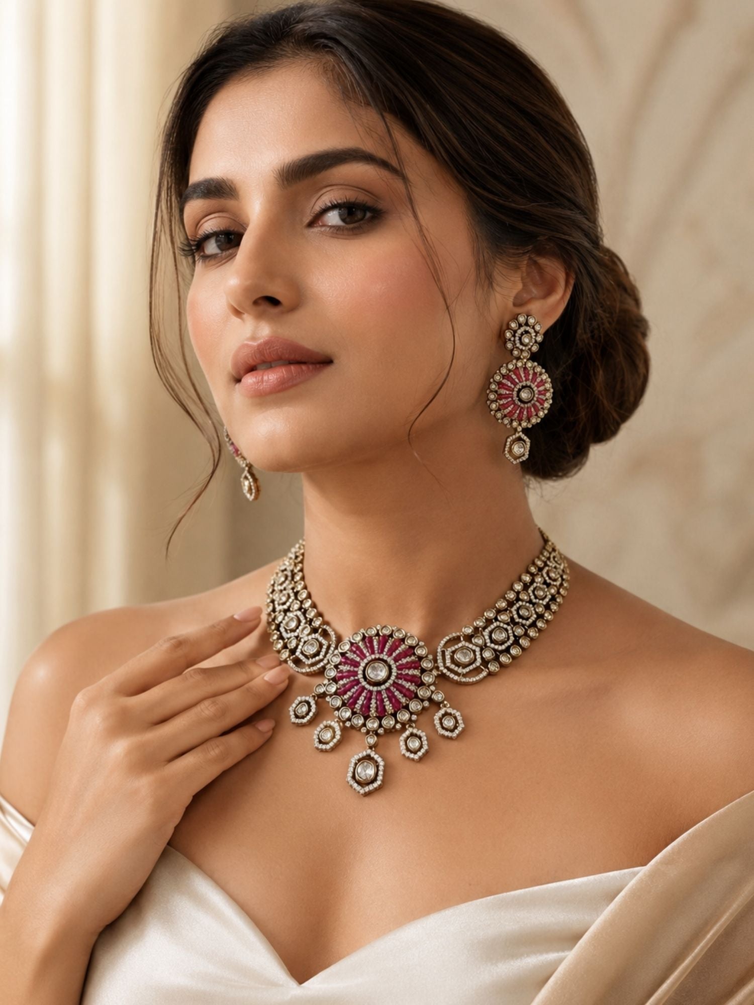 Emerald Kundan Choker Necklace Set | Abdesigns Jewellery