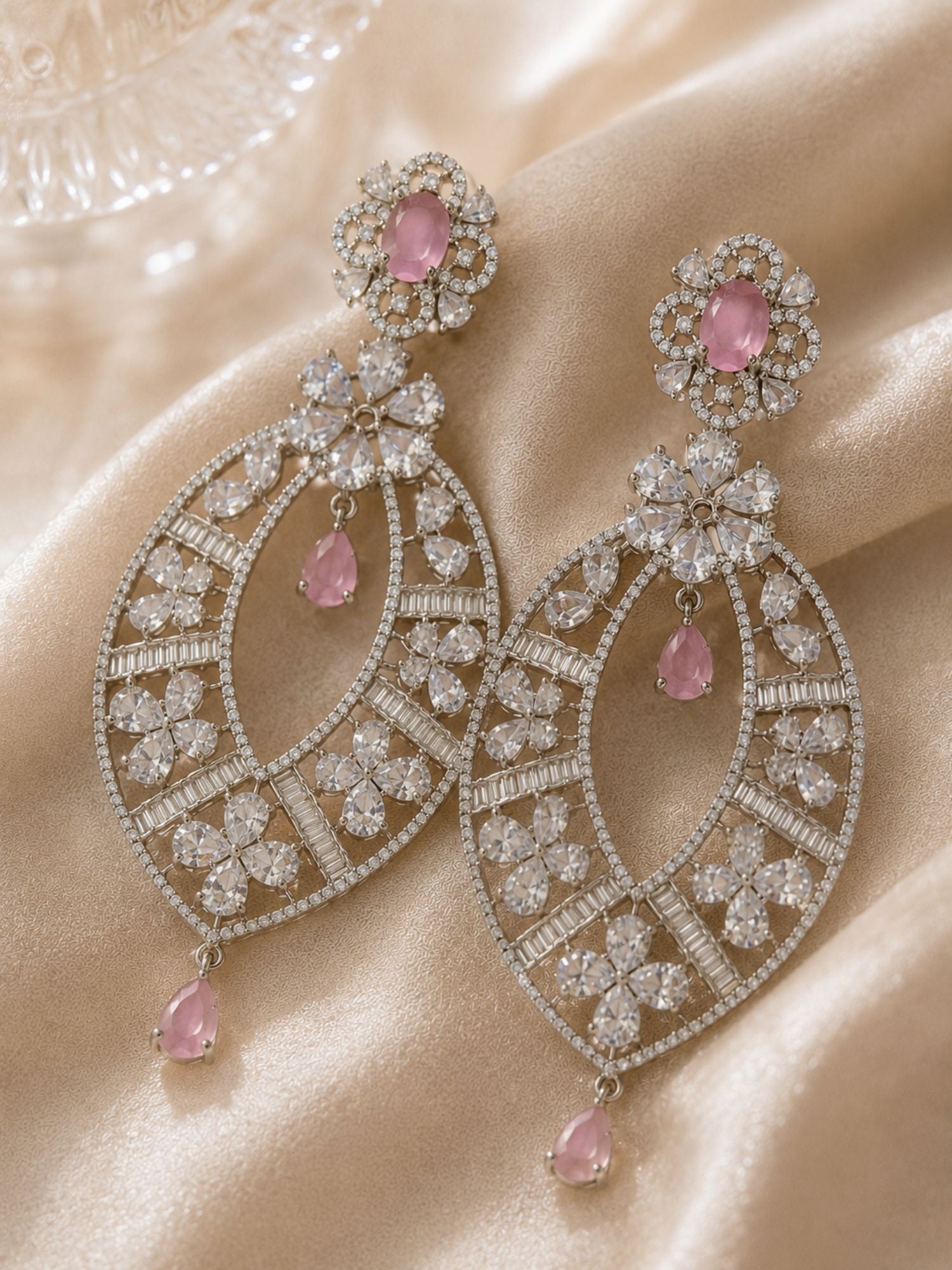 Crystal Floral Statement Earrings | Abdesigns