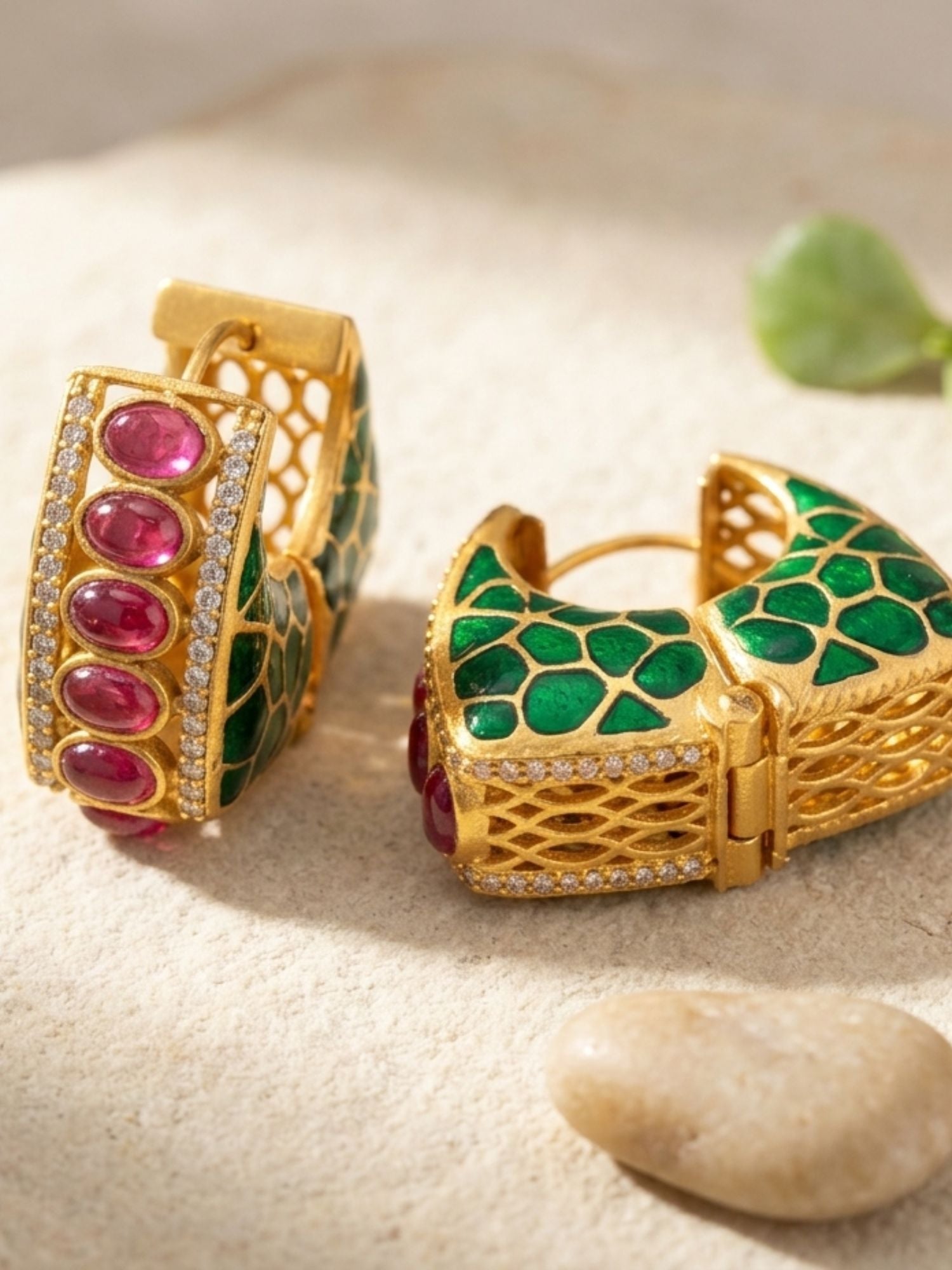 Abdesignsjewellery Gold Plated Meenakari Hoop Earrings