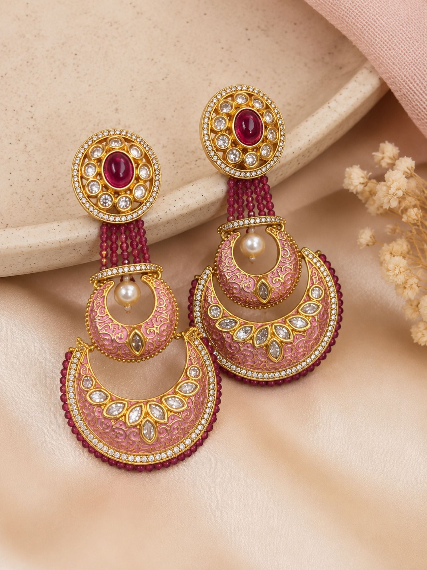 Chandbali Earrings in Gold Finish – Festive Wear | Abdesigns Jewellery