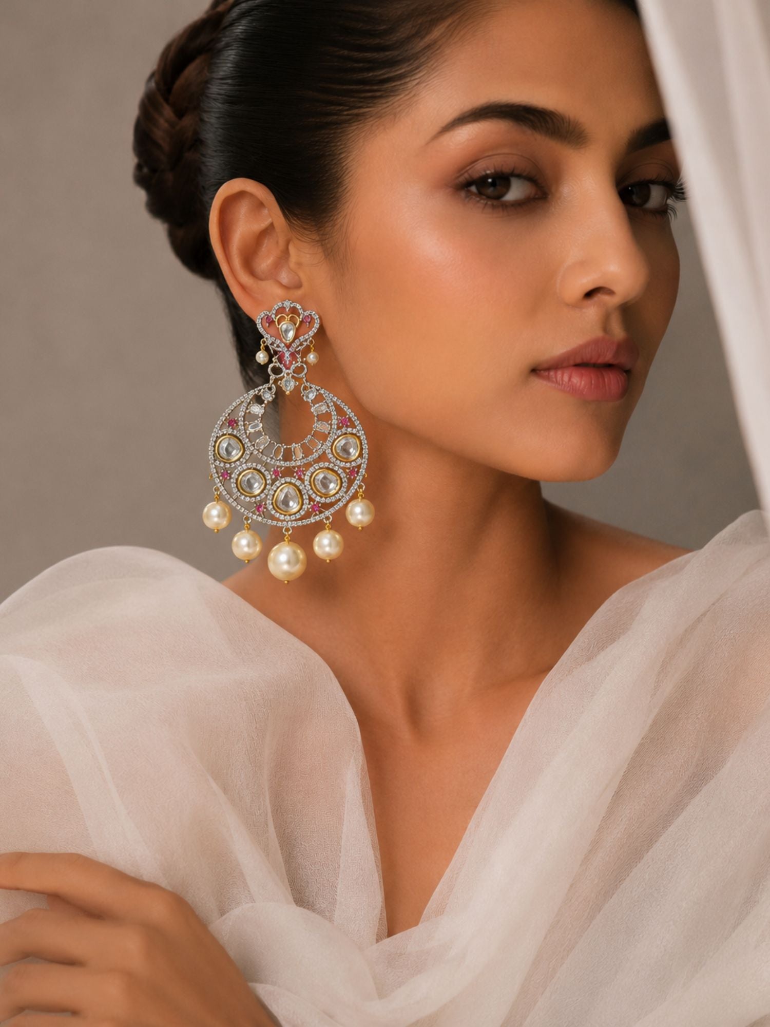 Pearl Chandbali Kundan Earrings | Abdesigns