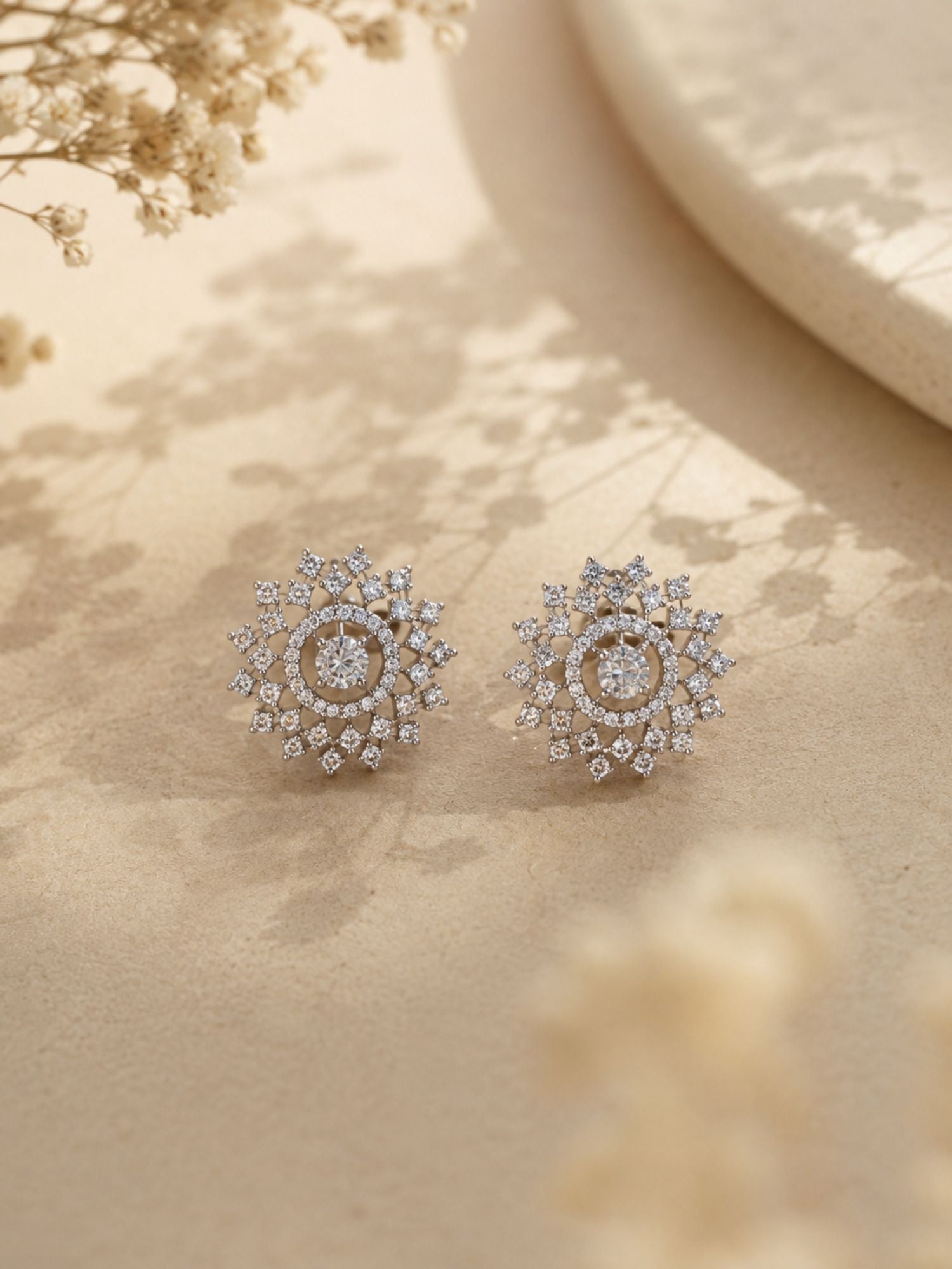American Diamond Stud Earrings – Dual Finish | Abdesigns