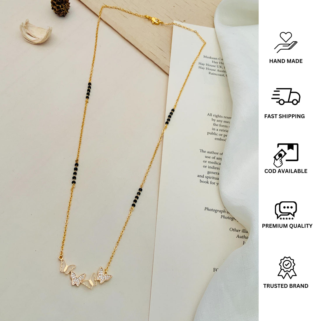 American Diamond Butterfly Mangalsutra