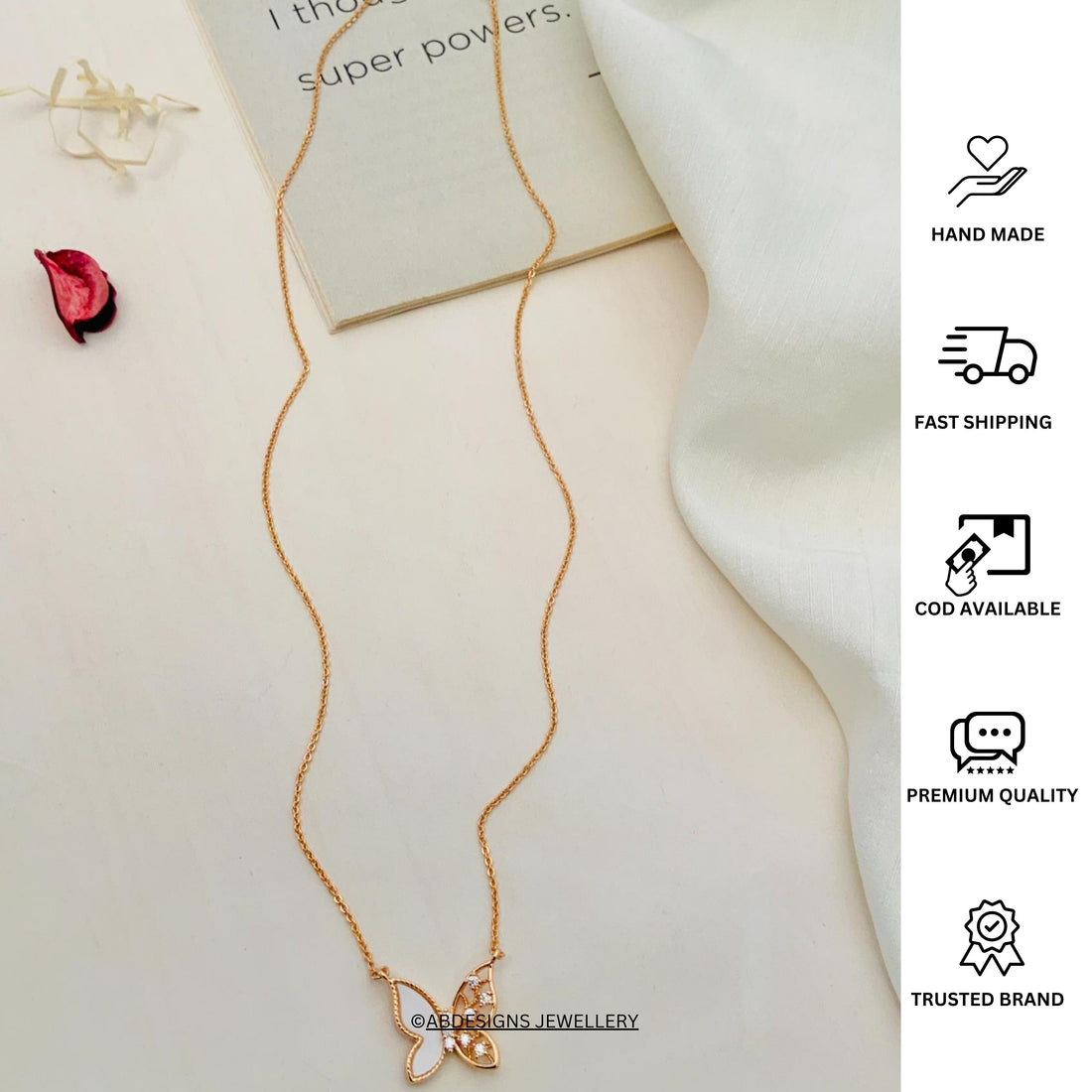 RoseGold Plated Butterfly Pendant Chain