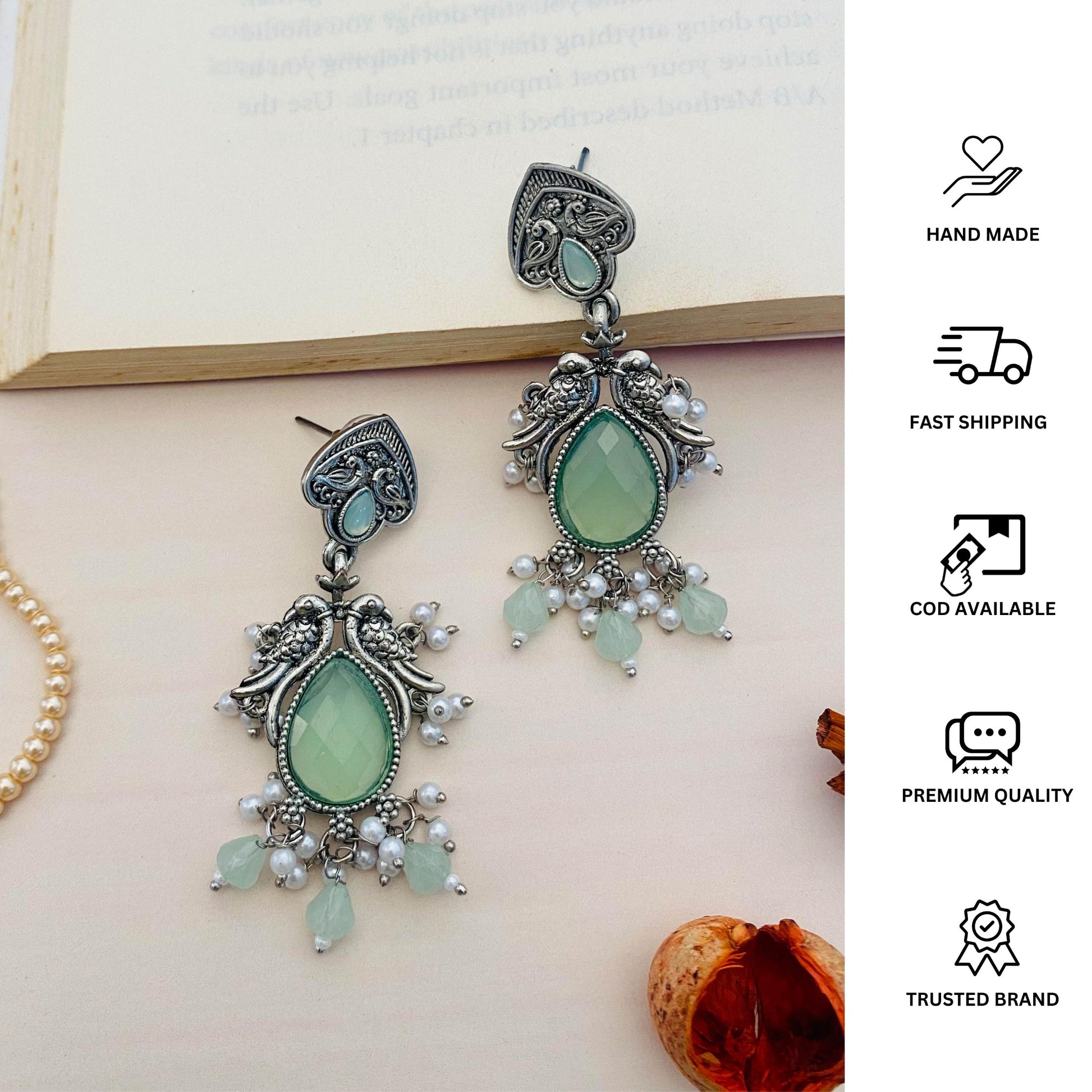 Graceful High Quality German Silver Earrings - Abdesignsjewellery