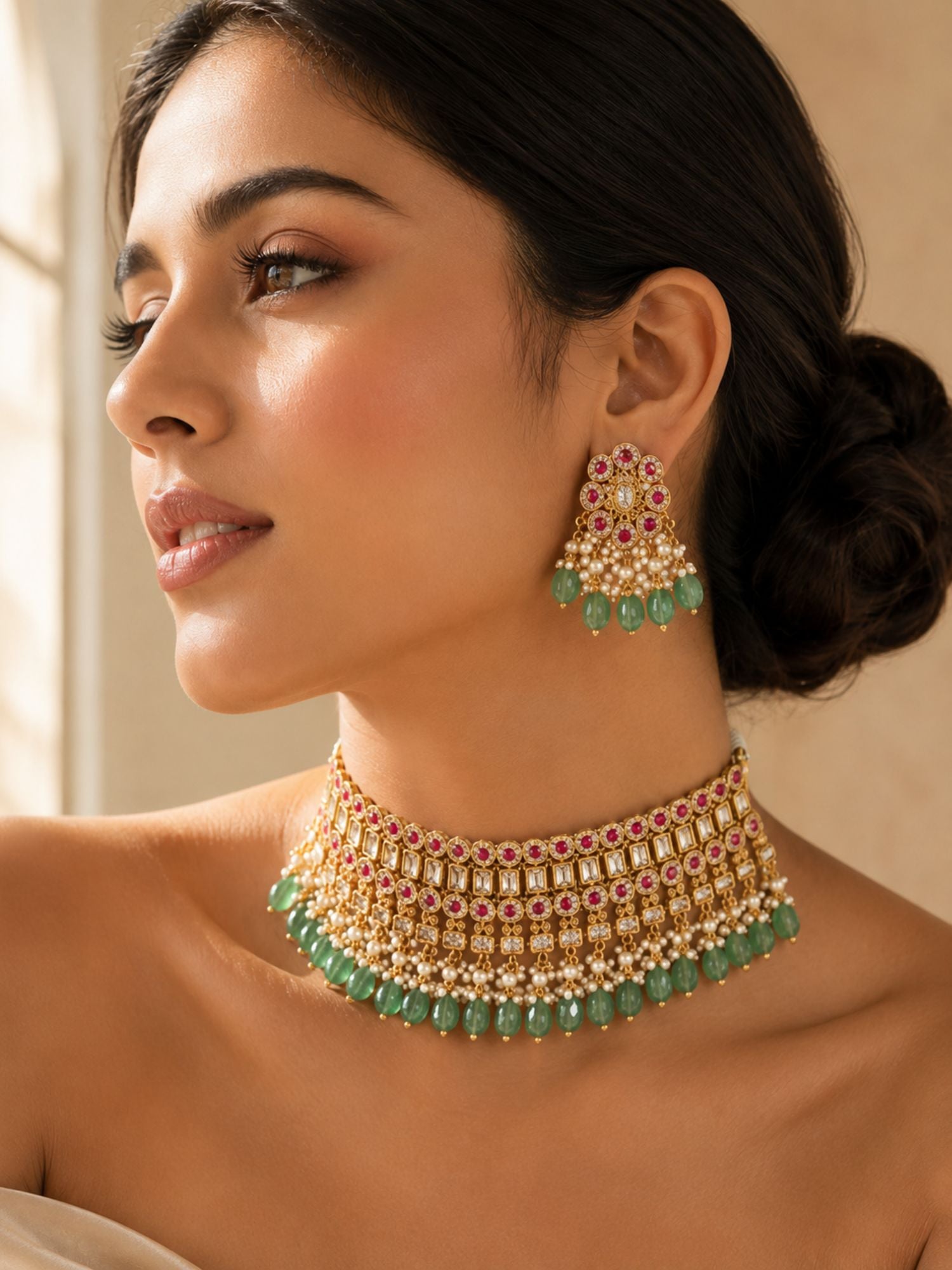 Abdesigns Antique Polki Choker Necklace Set