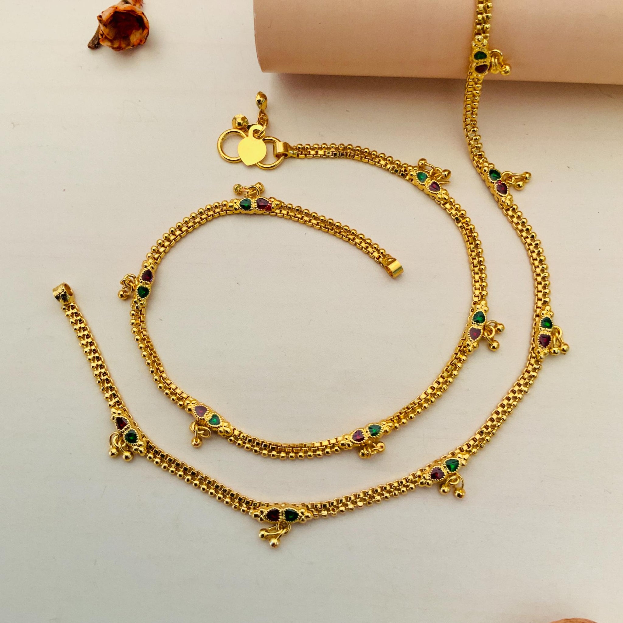 DOUBLE MEENA GOLD PLATED ANKLET