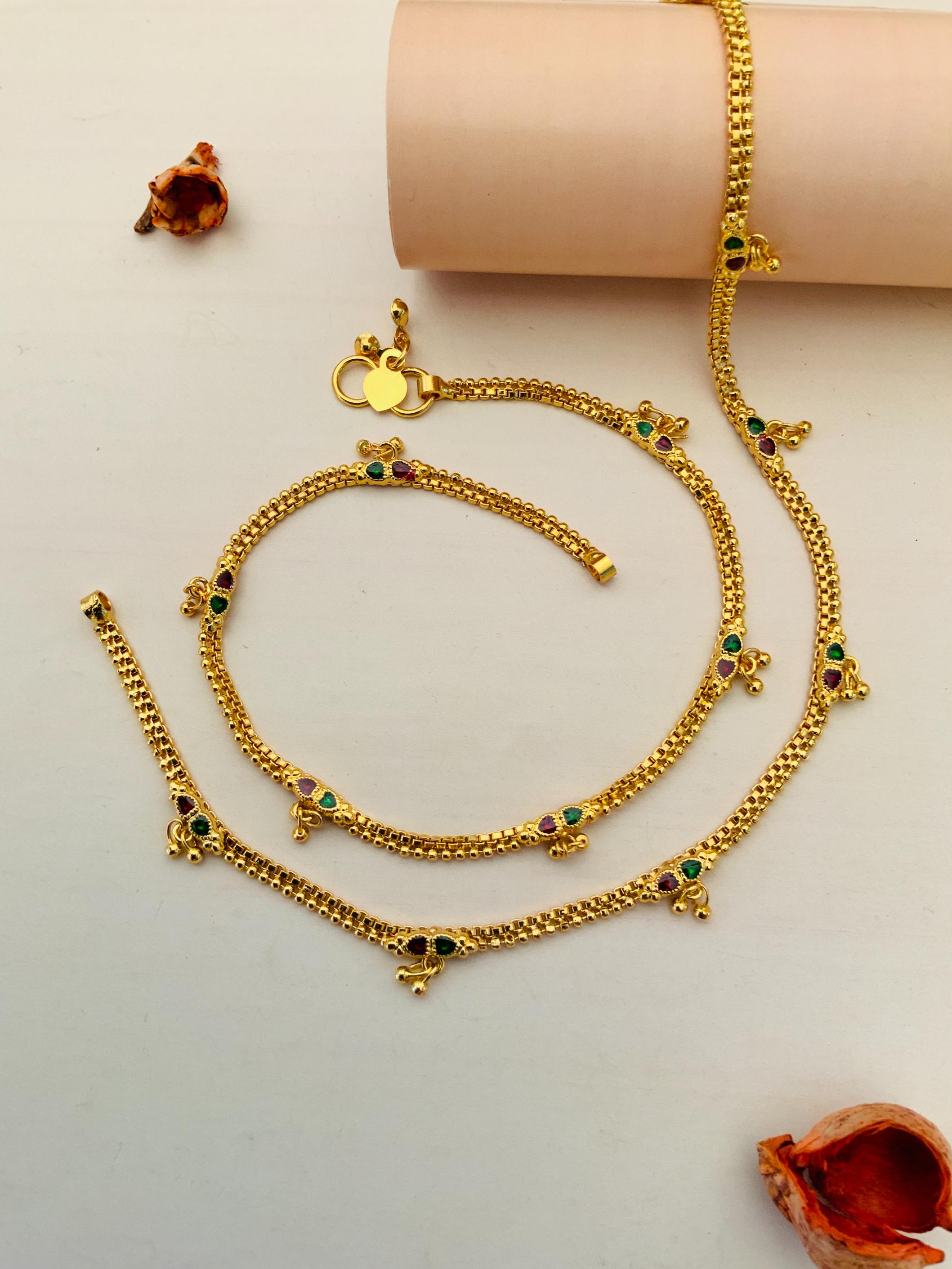 DOUBLE MEENA GOLD PLATED ANKLET