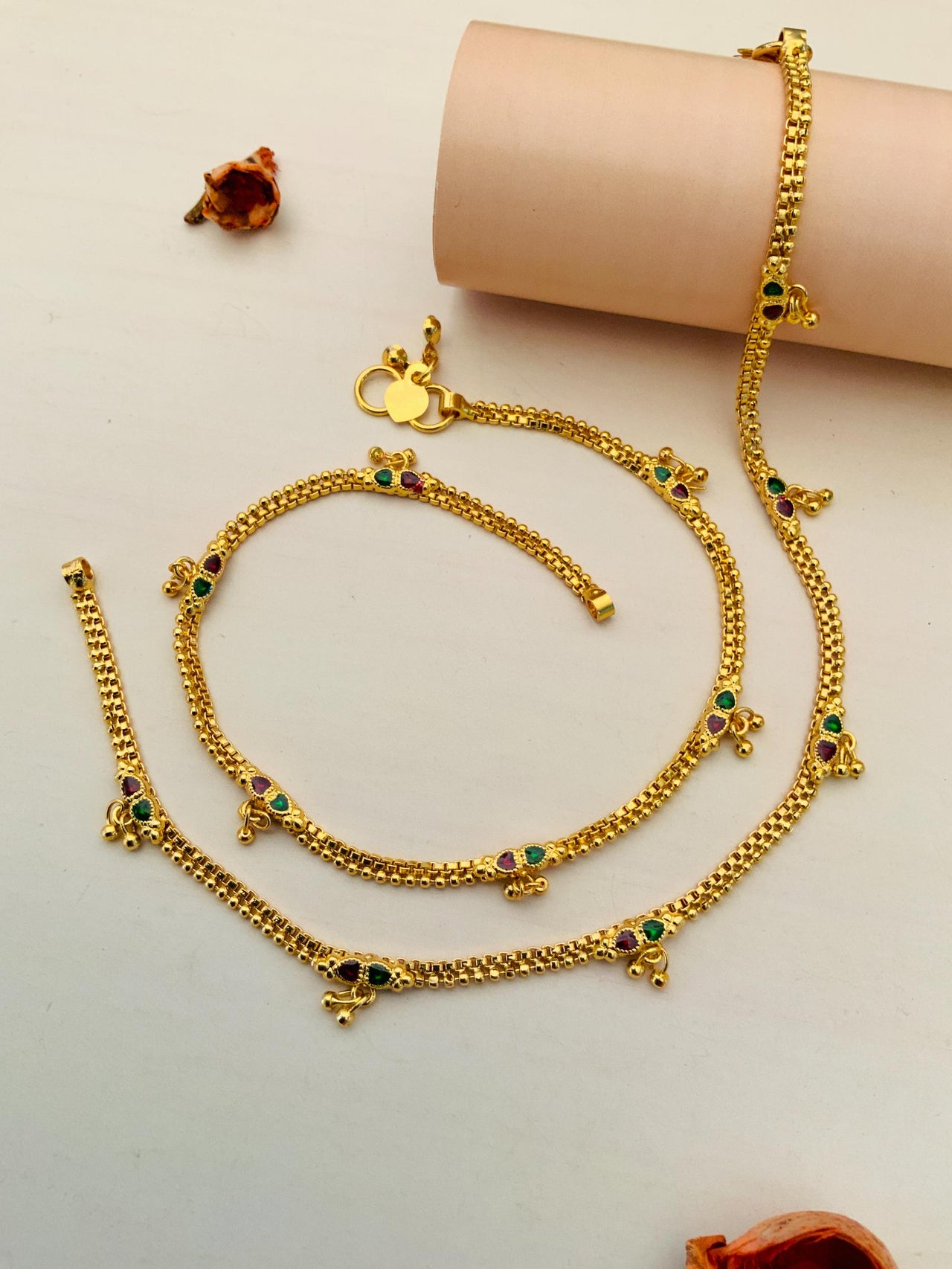 DOUBLE MEENA GOLD PLATED ANKLET