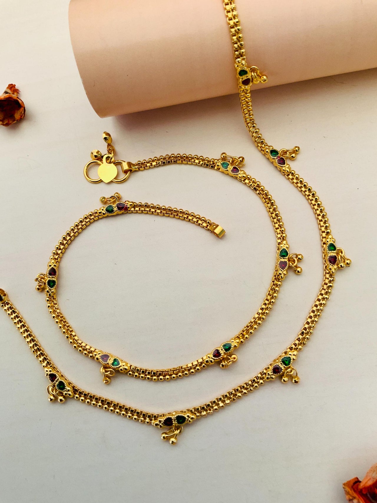DOUBLE MEENA GOLD PLATED ANKLET