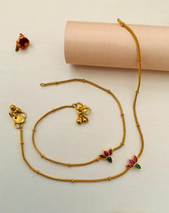 Enchanting Gold Plated Kemp Stone Lotus Anklet