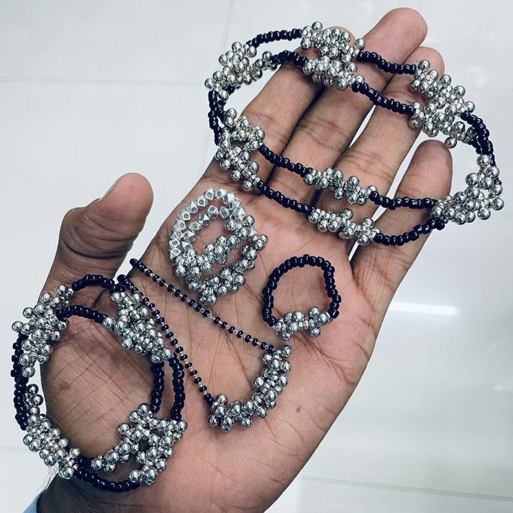 Astonishing Silver Plated Ghungroo Anklet Toe Rings Combo - Abdesignsjewellery