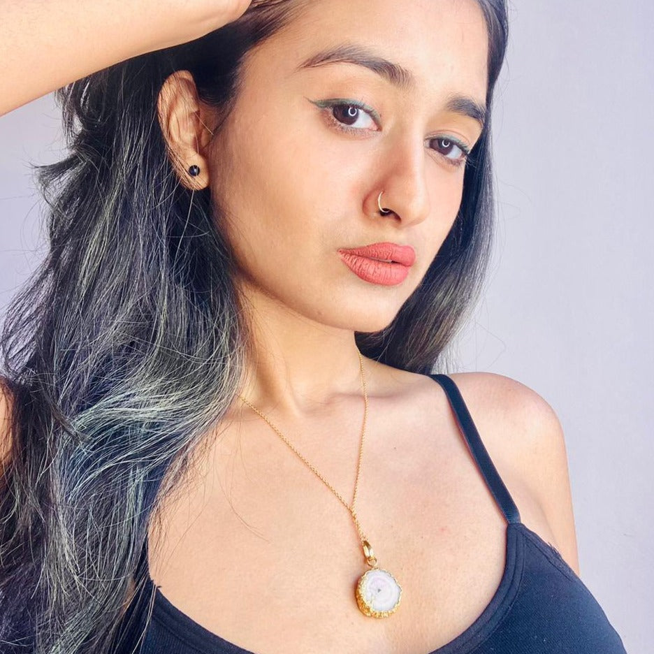 Ambika Arora Druzy Stone Design Pendant & Chain - Abdesignsjewellery