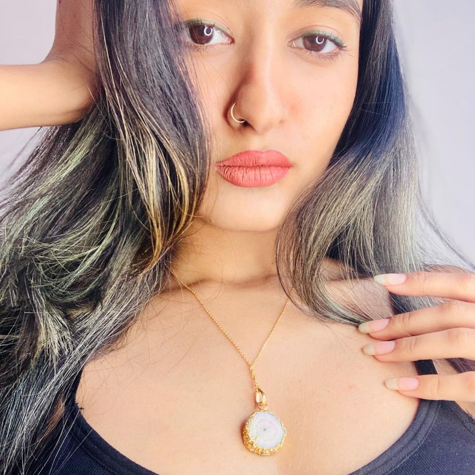 Ambika Arora Druzy Stone Design Pendant & Chain - Abdesignsjewellery