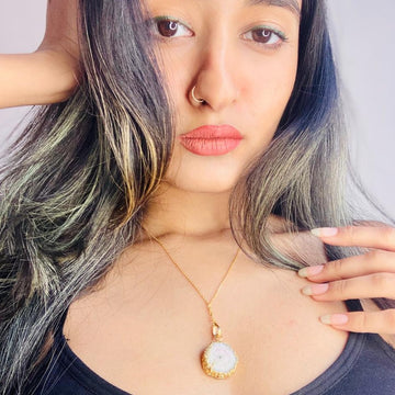 Ambika Arora Druzy Stone Design Pendant & Chain - Abdesignsjewellery