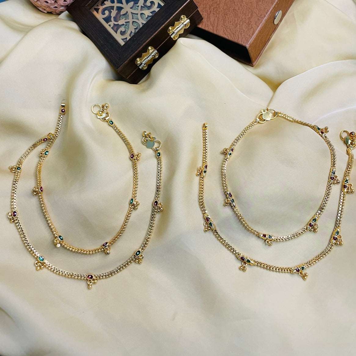 Amazing Gold Plated Anklets Combo - Abdesignsjewellery