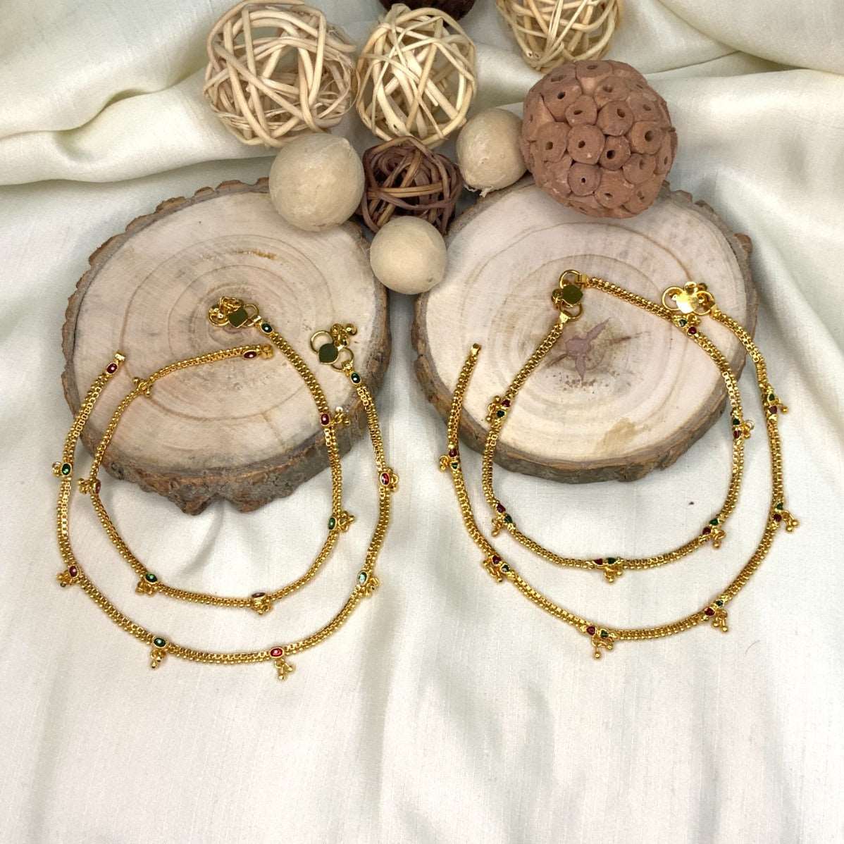 Amazing Gold Plated Anklets Combo - Abdesignsjewellery