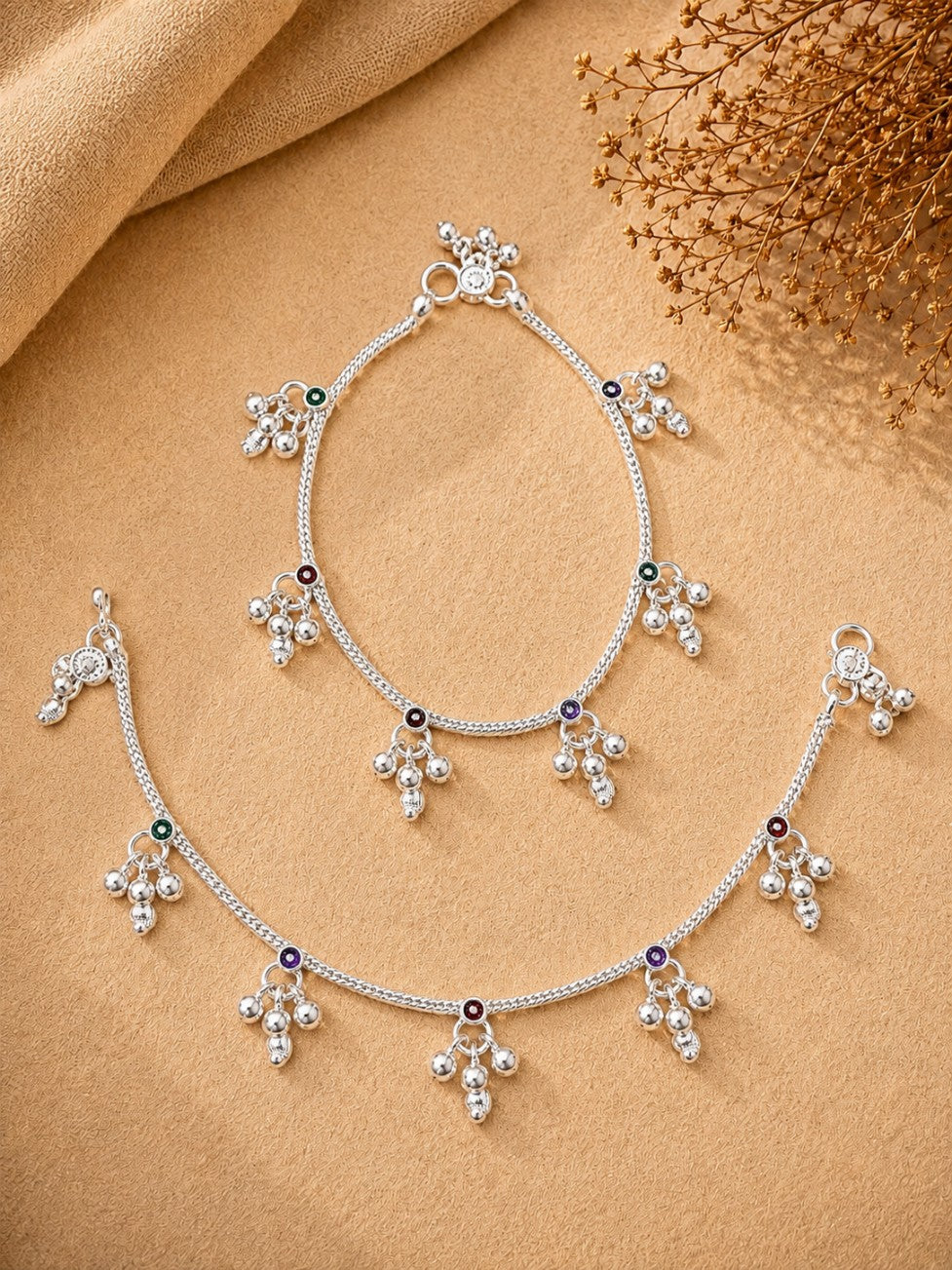 High Quality Gungru Silver Plated Anklet