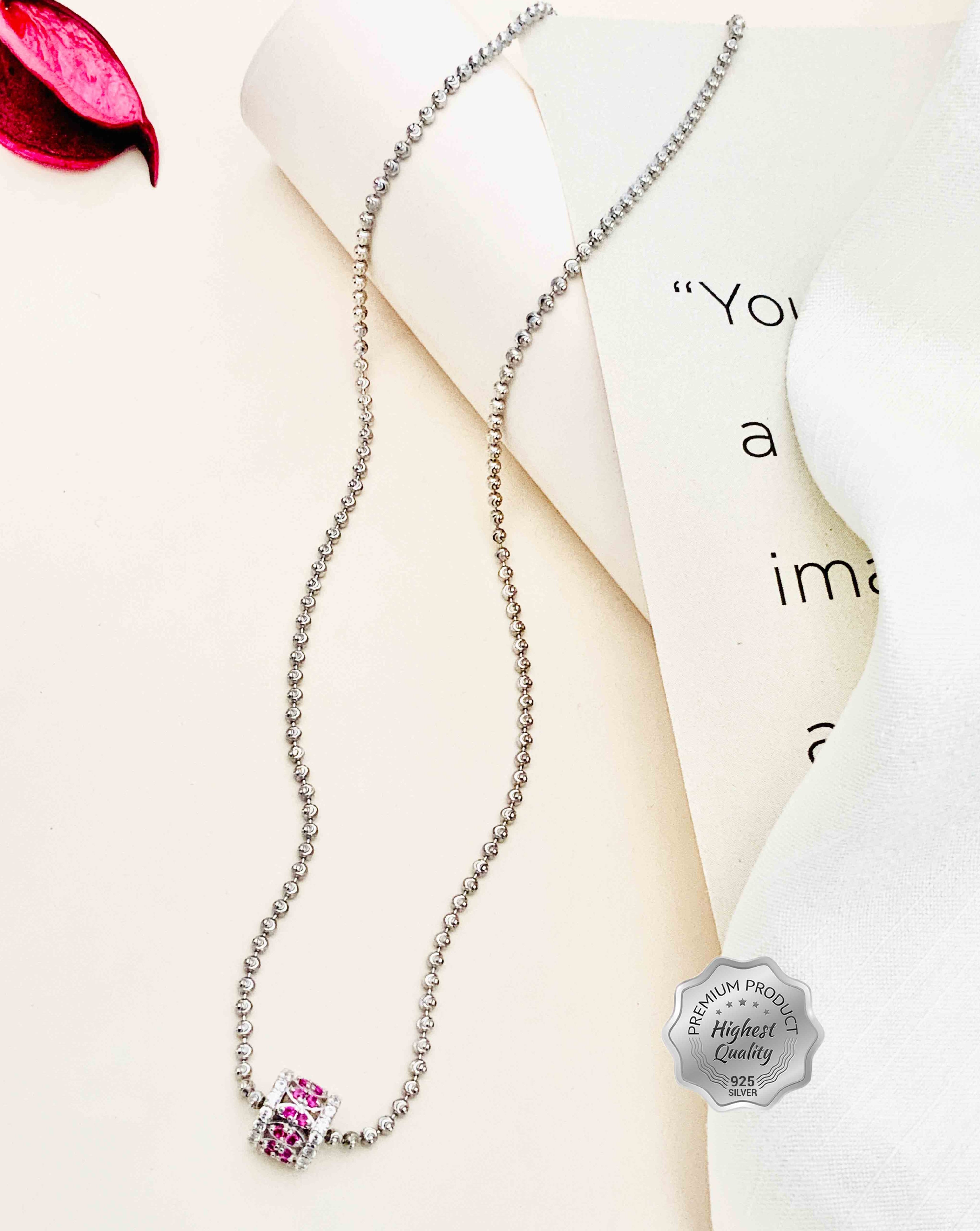 925 Fine Silver Ball Diamond Pendant