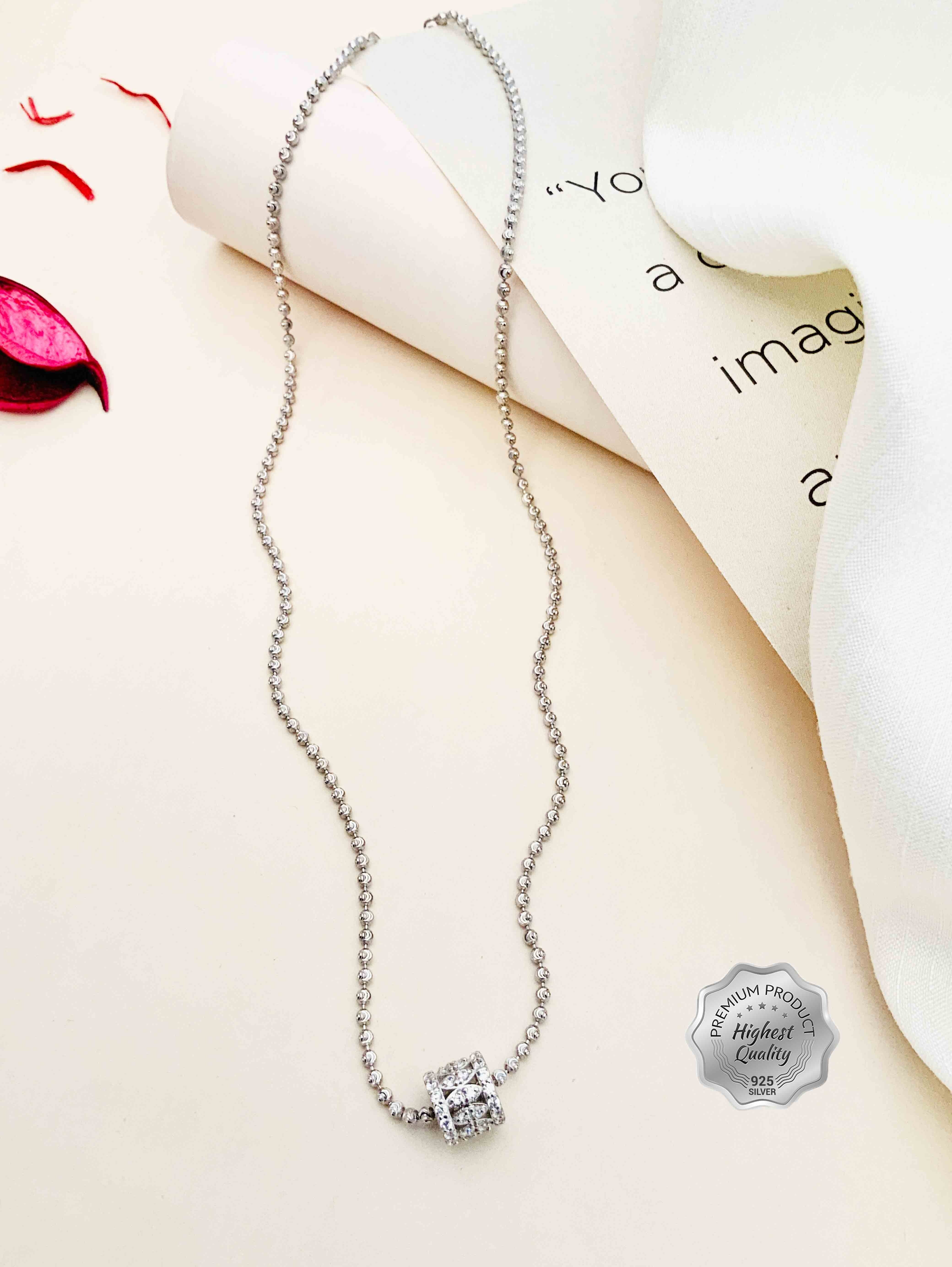 925 Fine Silver Ball Diamond Pendant