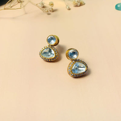 Graceful Glass Polki Kundan Diamond Studs