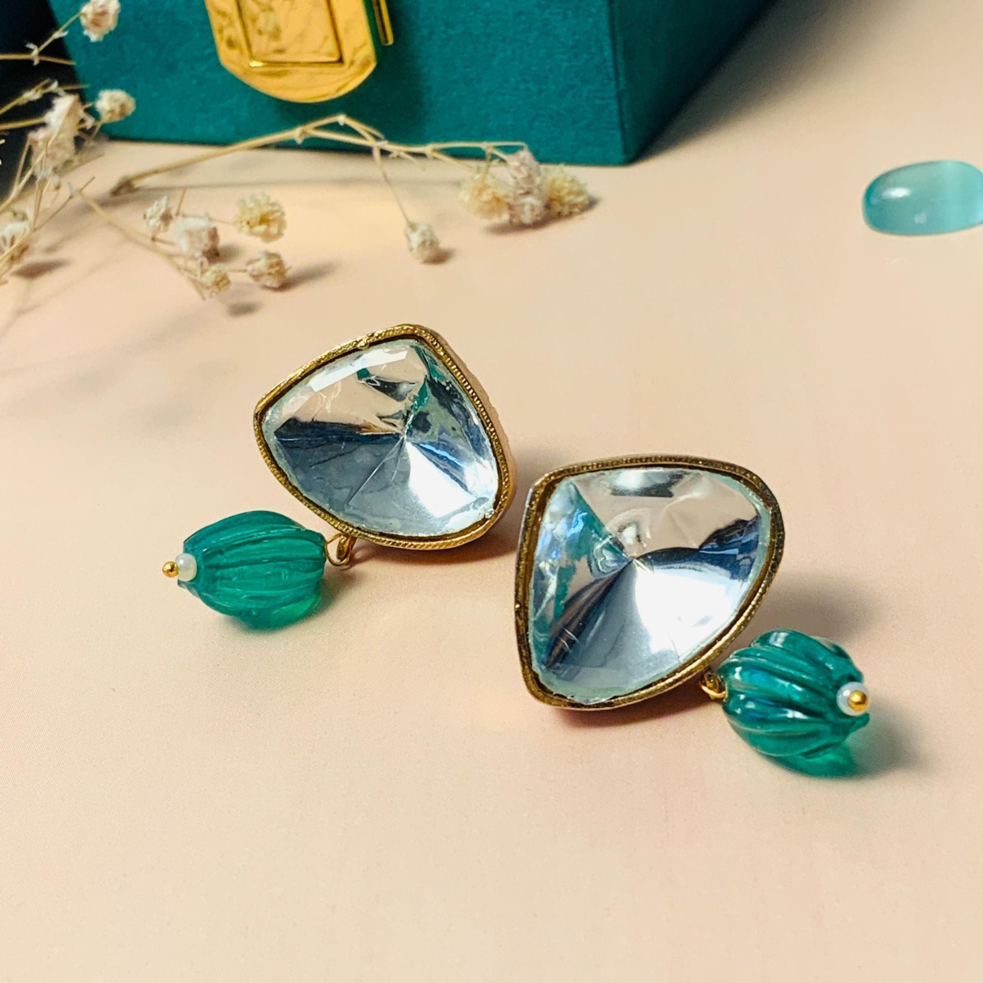 Elegant Polki Stud Earring - Abdesignsjewellery