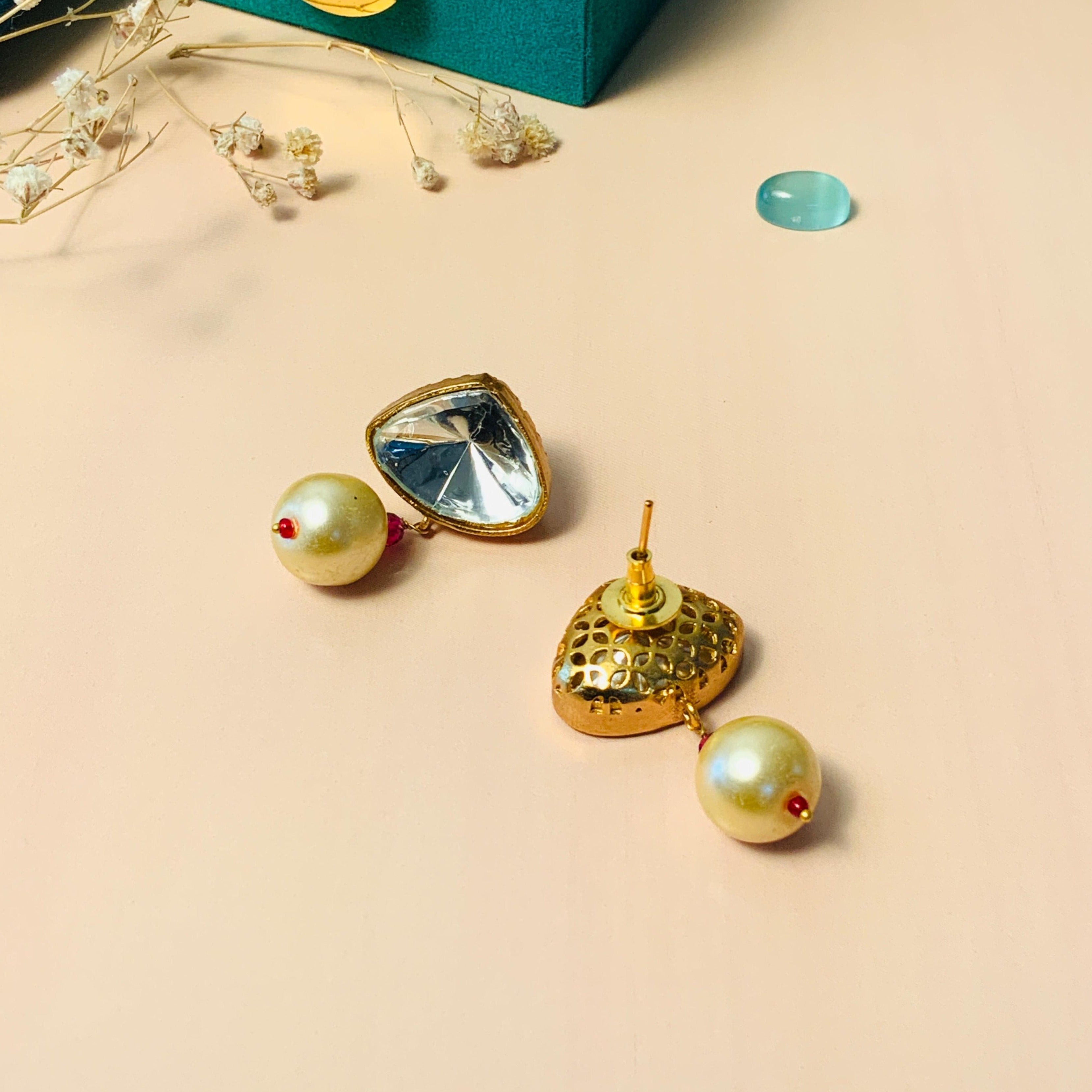 Charming Polki Stud Earring - Abdesignsjewellery