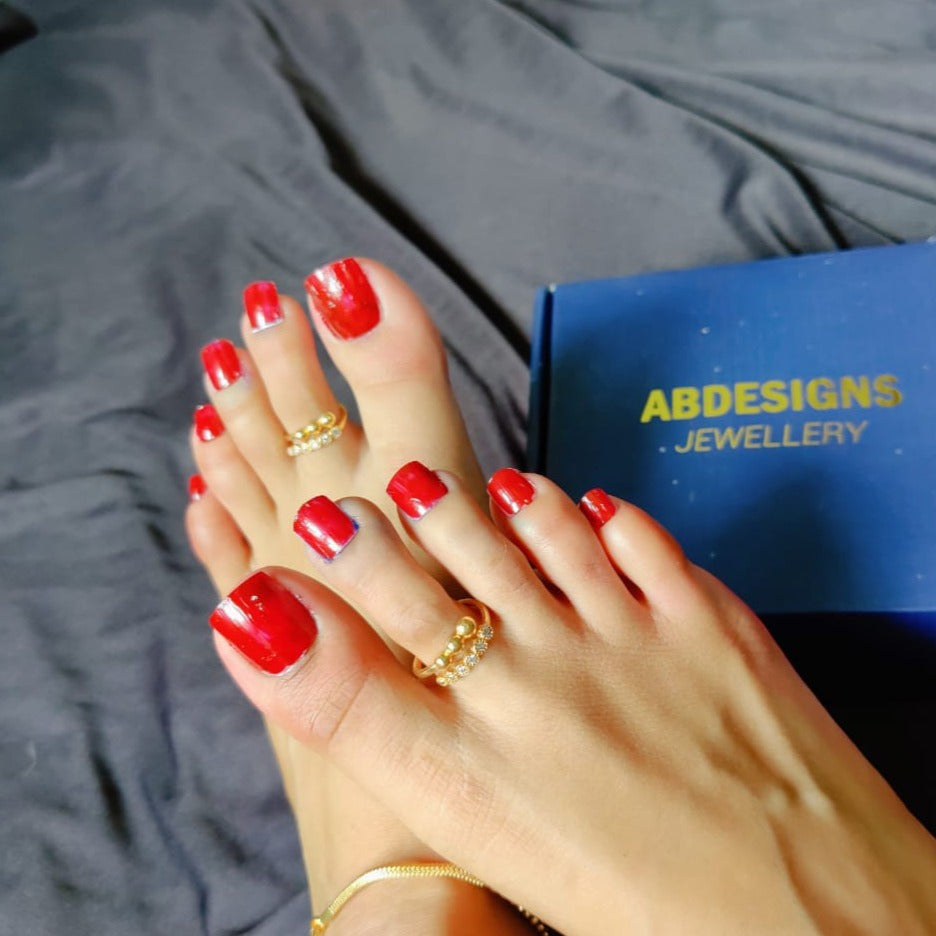 Glamorous Golden Anklet Toerings Combo - Abdesignsjewellery