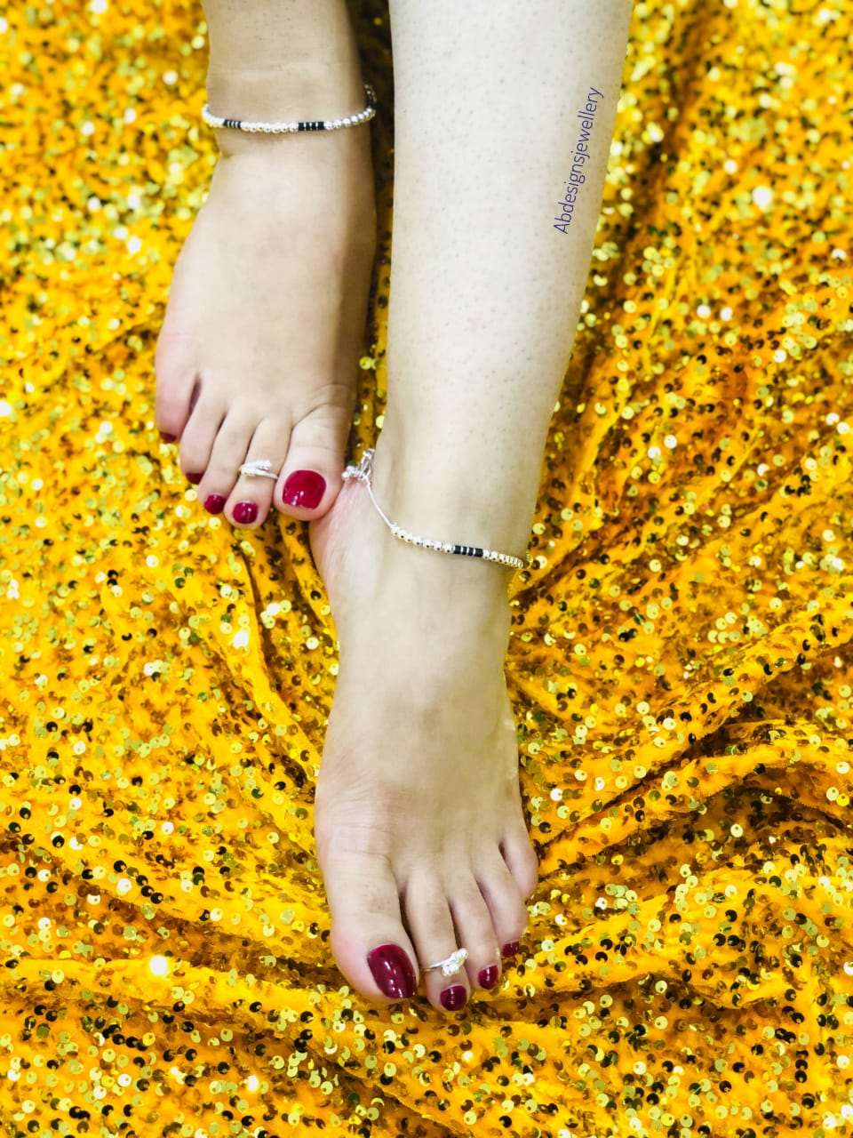 Adorable Silver Anklet Toe Rings Combo Jewellery - Abdesignsjewellery