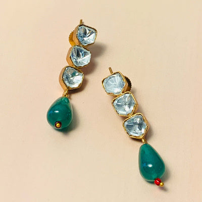 Stunning Triple Glass Polki Stud Earring