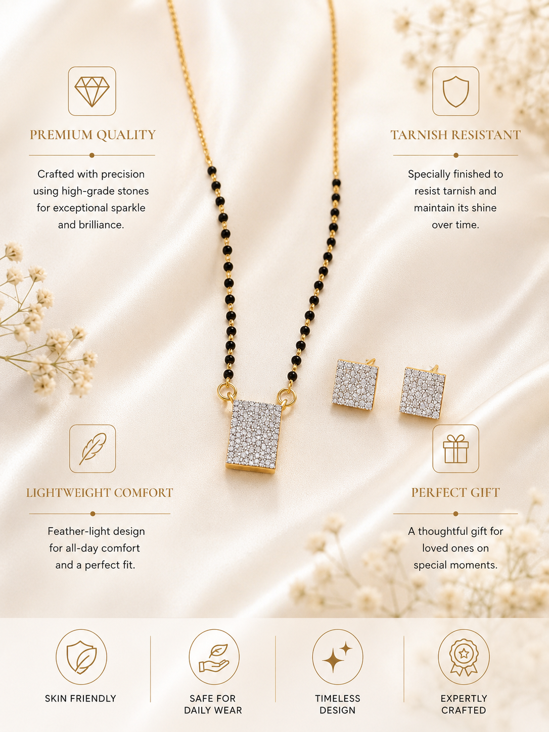 Square Mangalsutra Set in Gold Plating – Party Wear | Abdesigns