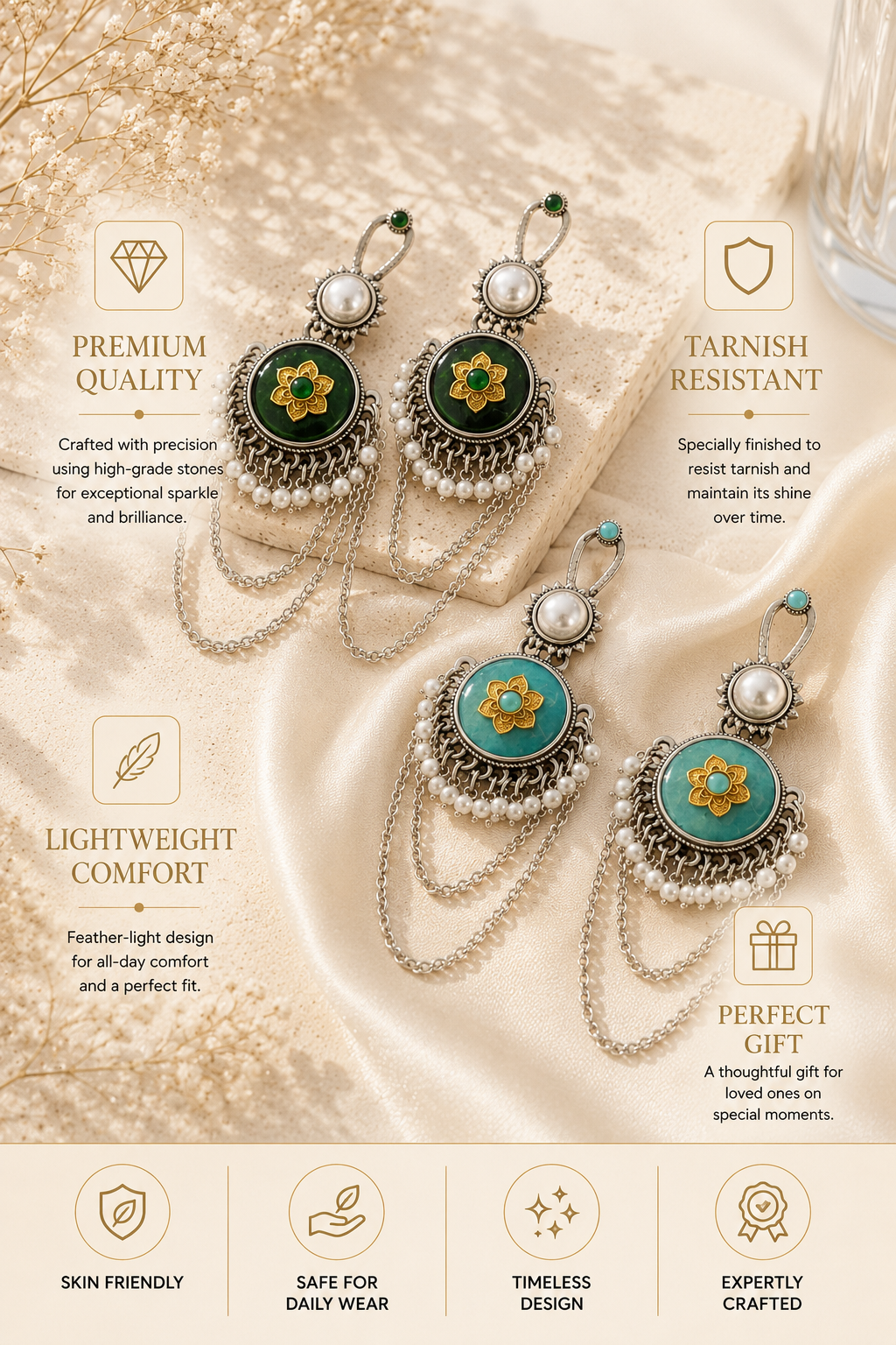 Statement Earrings in Oxidised Silver Festive | Abdesigns