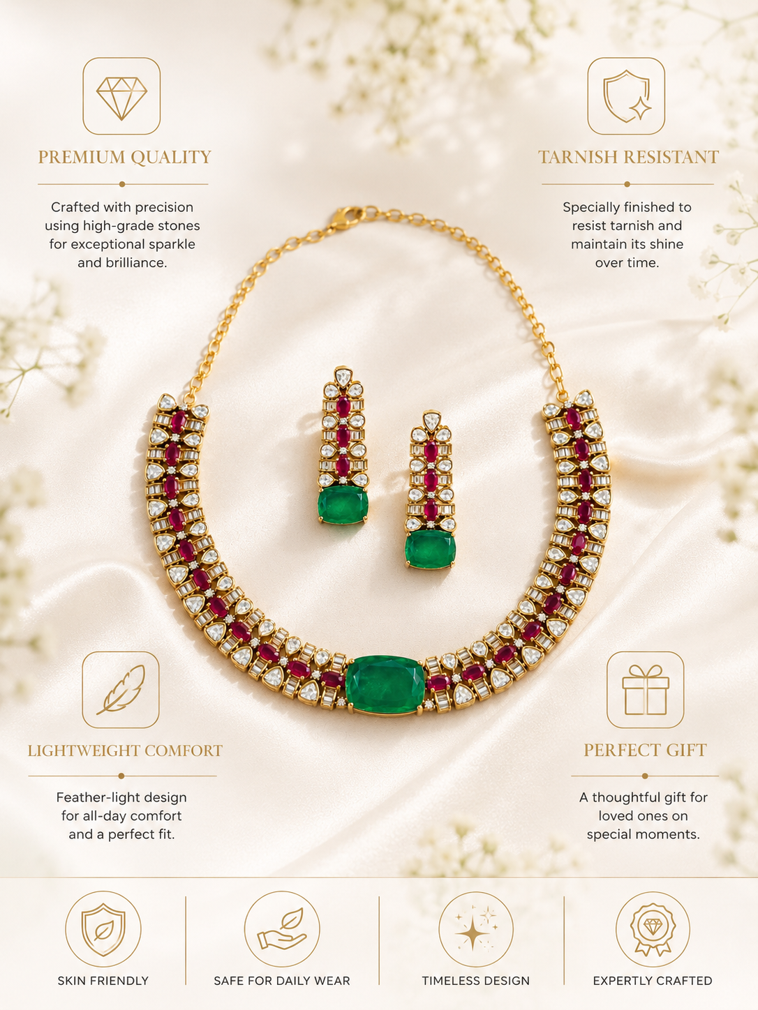 Emerald Green Necklace Set | Abdesigns Jewellery