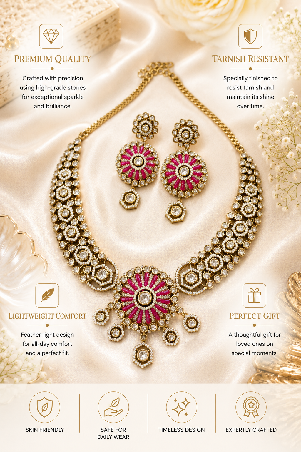 Emerald Kundan Choker Necklace Set | Abdesigns Jewellery