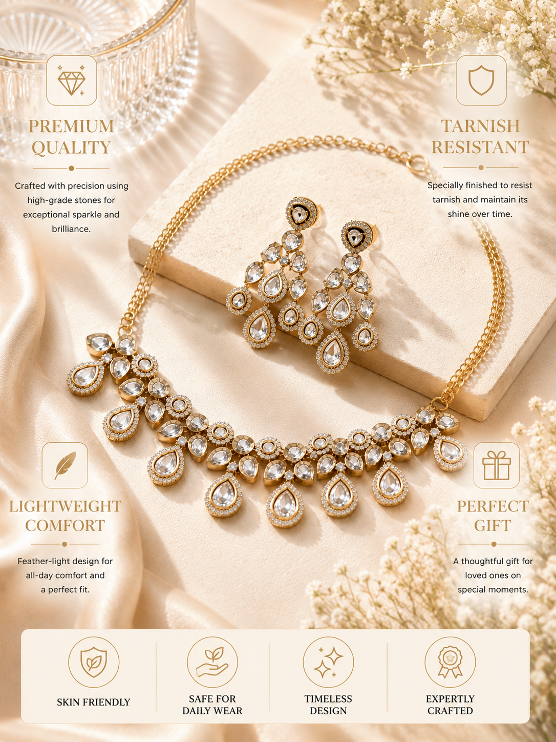 Kundan Drop Necklace Set | Abdesigns