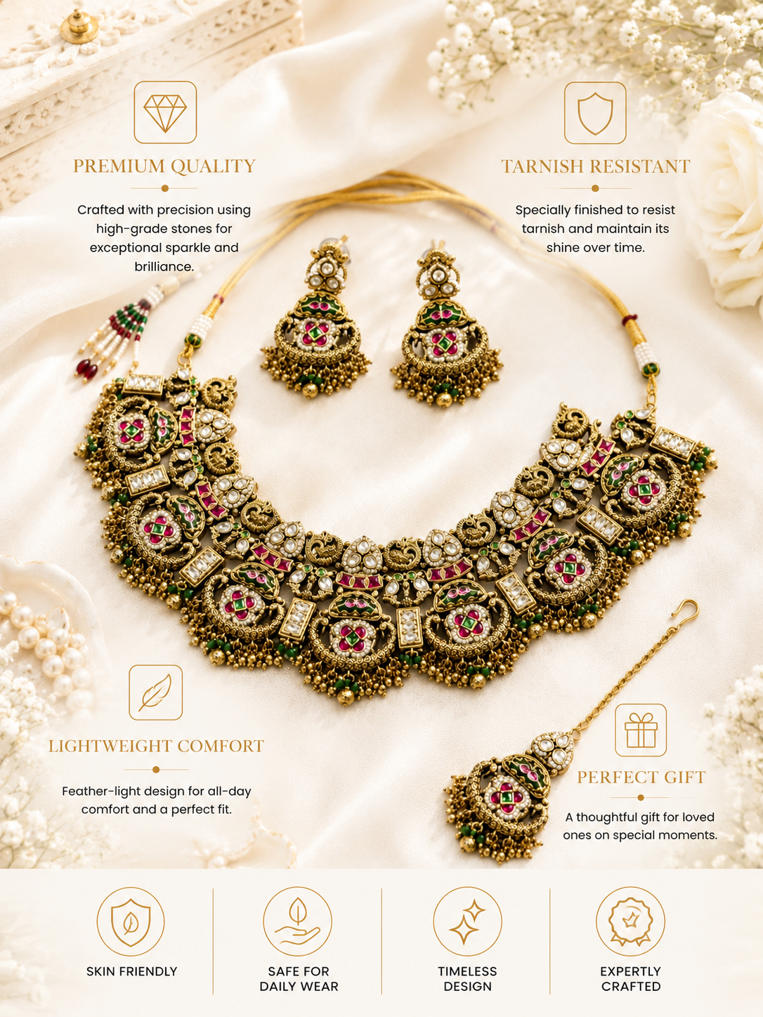 Antique Temple Choker Necklace Set | Abdesigns