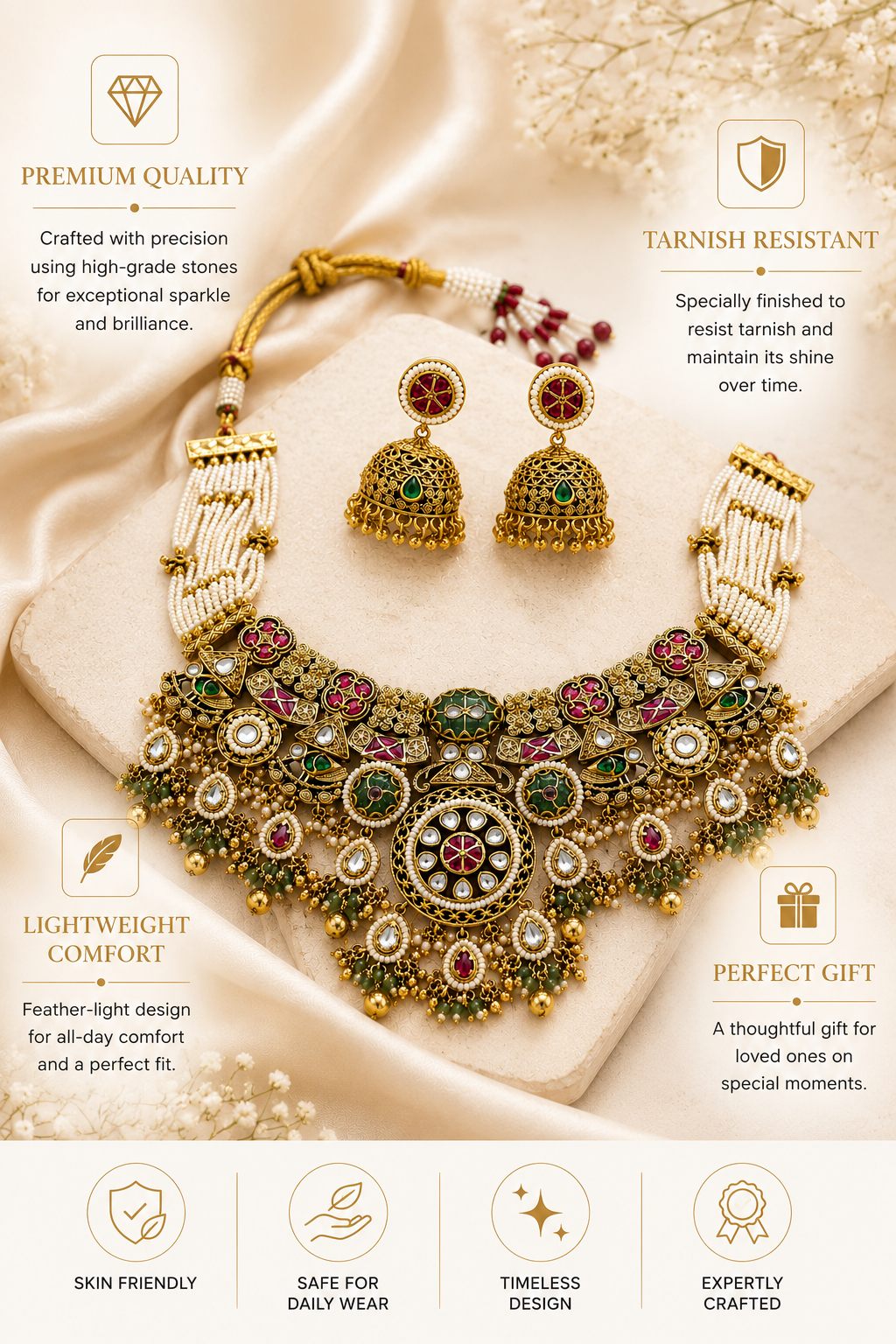 Antique Gold Temple Choker Necklace Set in Antique Gold – Bridal | Abdesigns