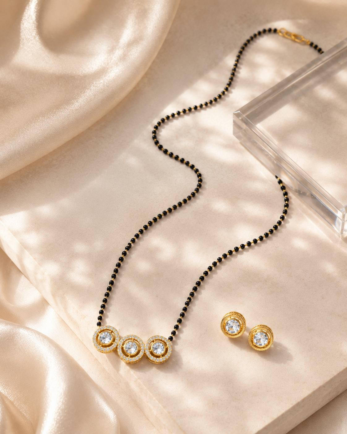 Round Kundan American Diamond Pendant Mangalsutra