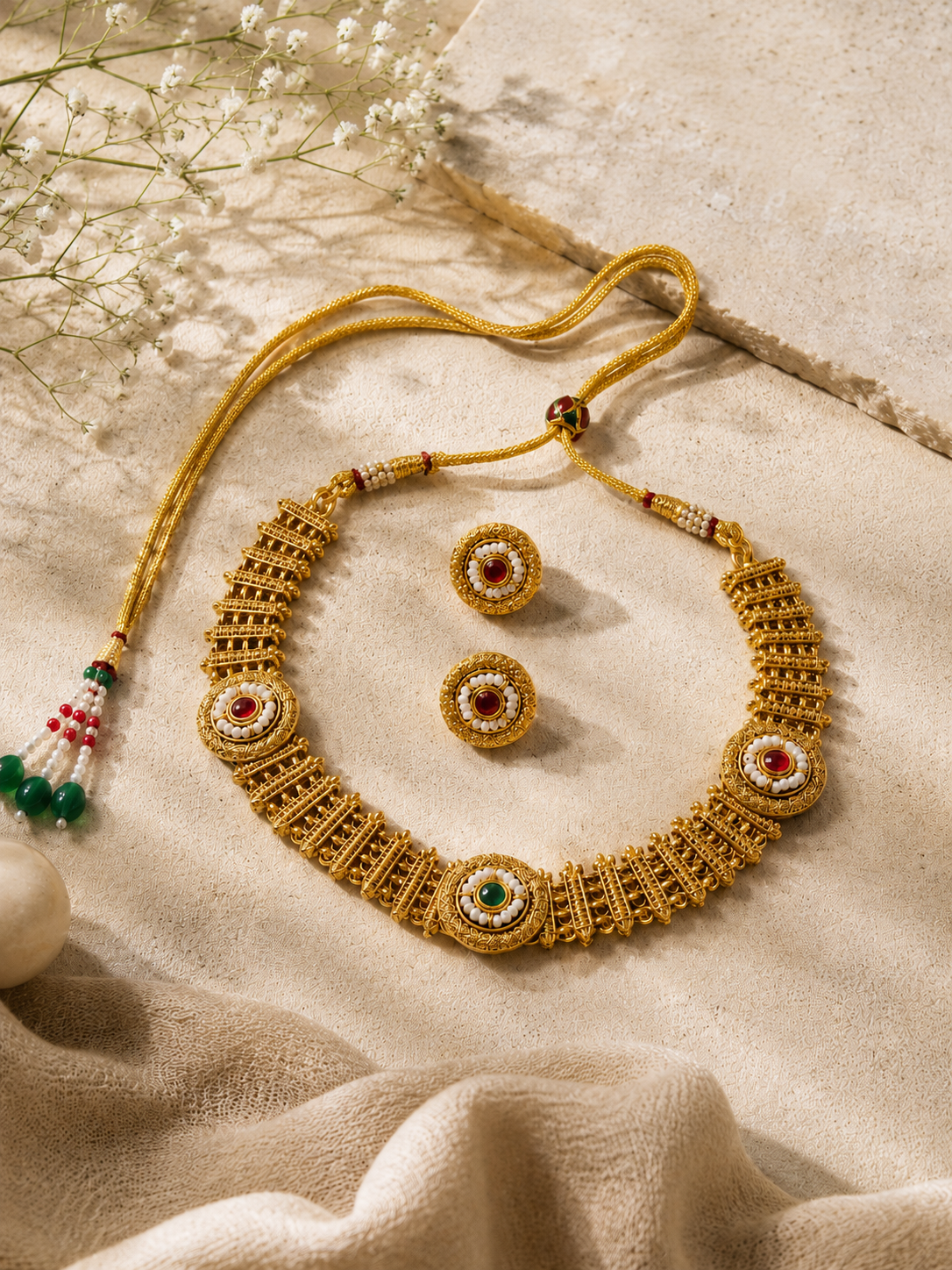 Royal Antique Gold Statement Necklace Set