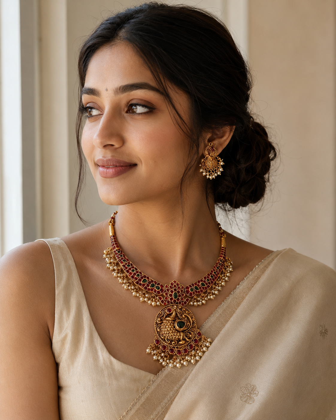 Pendant Chain Set with Earrings Elegant Traditional Design - jewellery by Abdesigns Jewellery