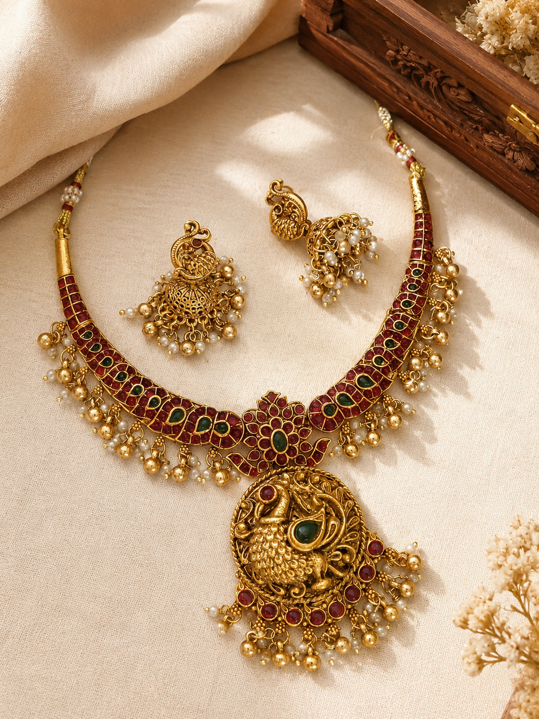 Pendant Chain Set with Earrings Elegant Traditional Design - jewellery by Abdesigns Jewellery