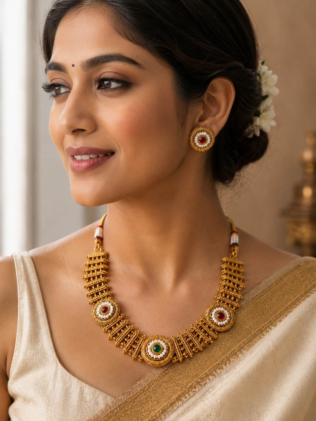 Royal Antique Gold Statement Necklace Set