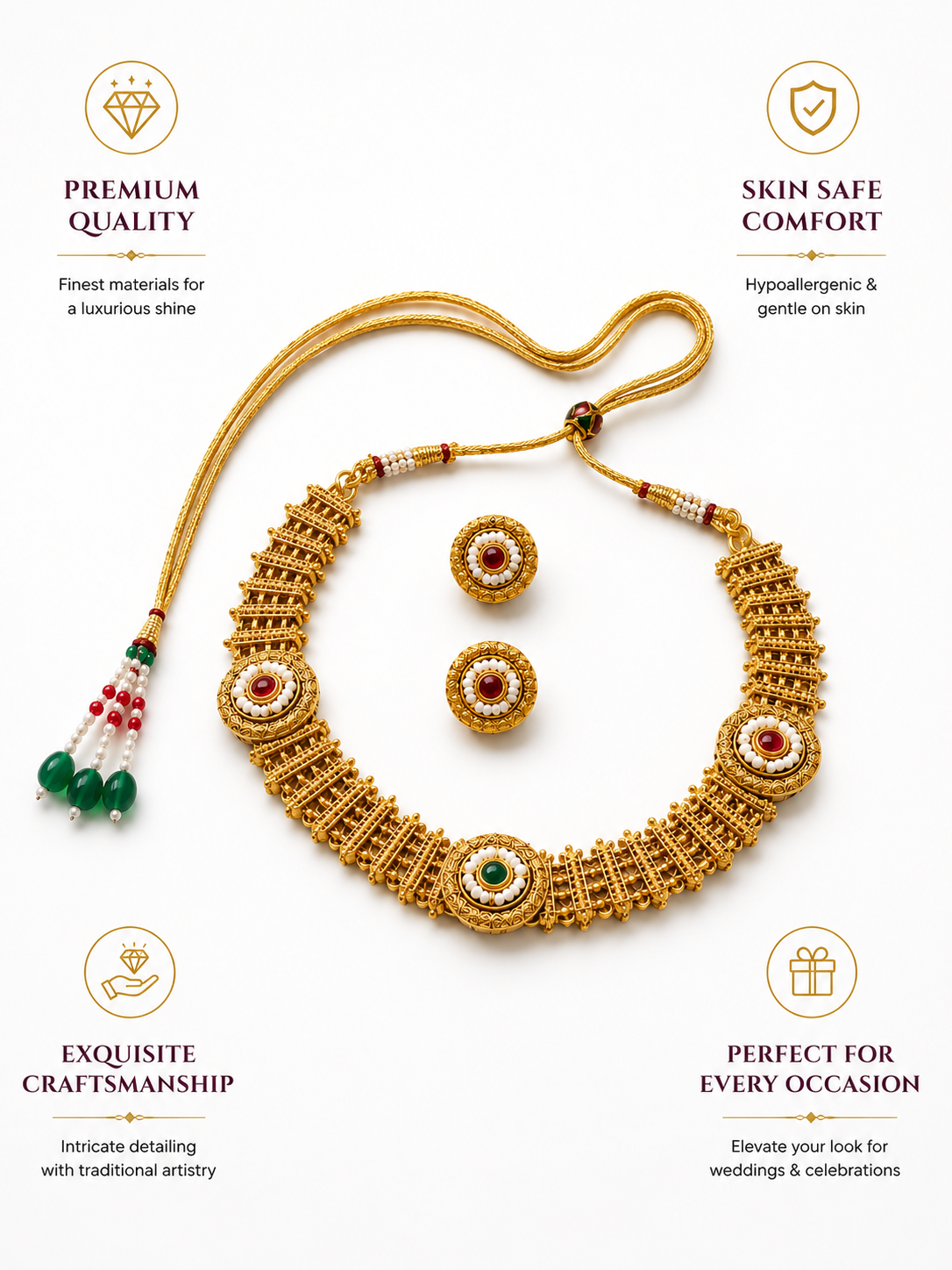 Royal Antique Gold Statement Necklace Set - necklace by Abdesigns Jewellery