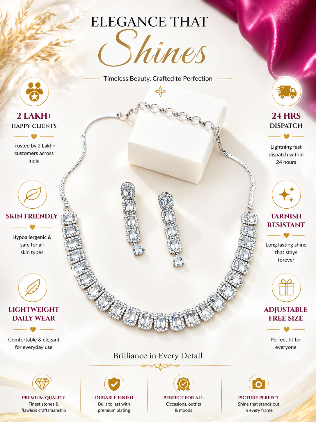 Premium Cubic Zirconia Necklace Set for Women