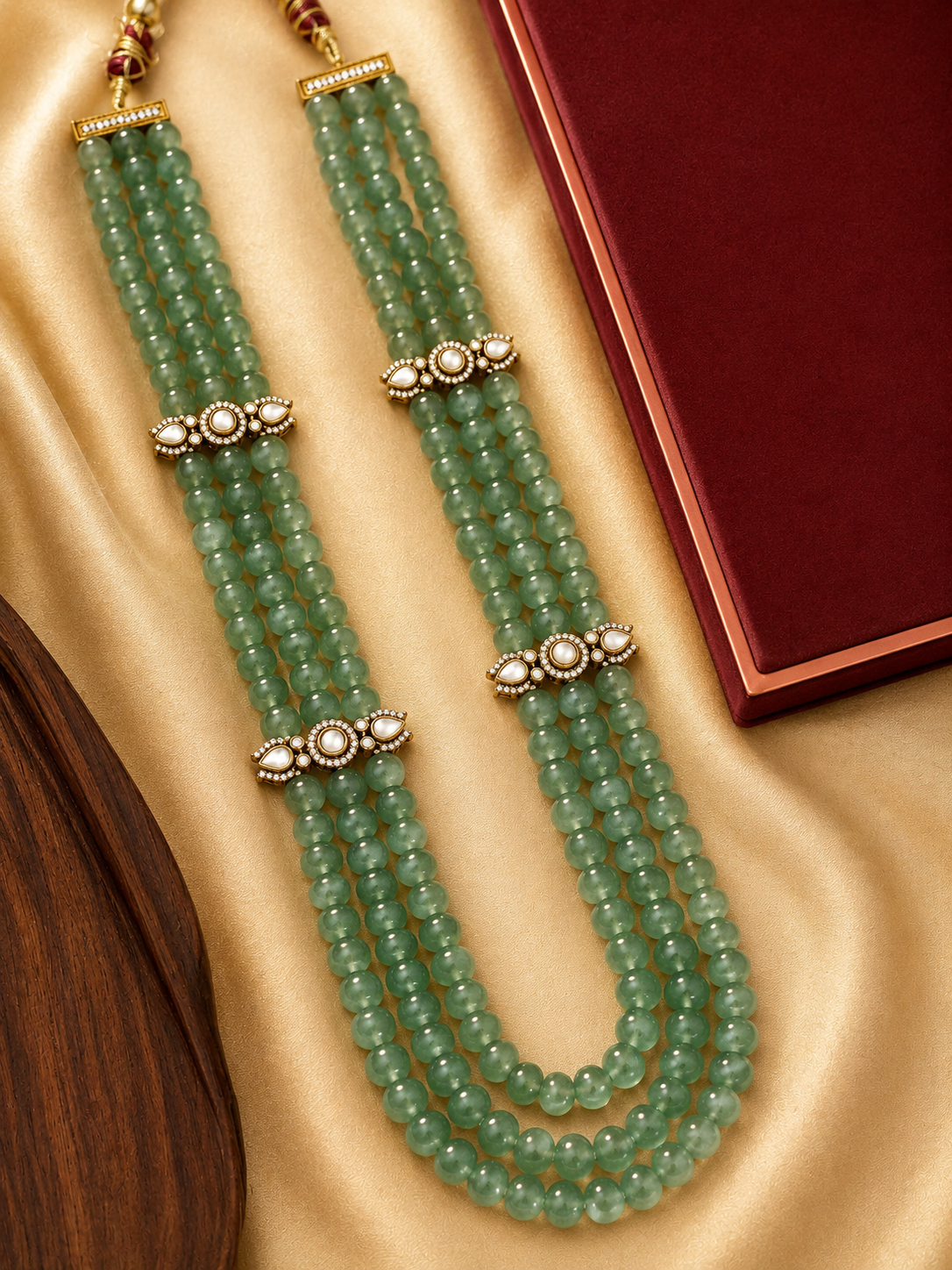 Traditional Jade Green Multi Strand Mala Necklace